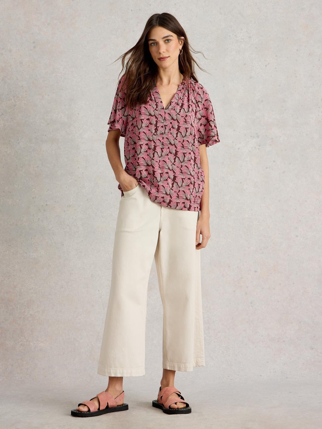 White Stuff SOPHIA CRINKLE TOP PINK PR