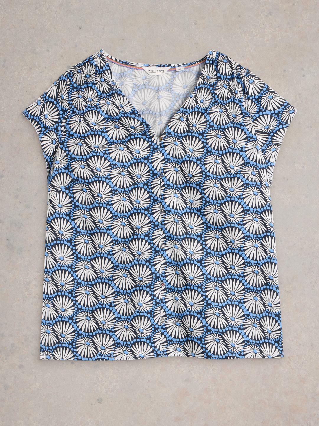 White Stuff RAE ORGANIC COTTON TOP BLUE PR