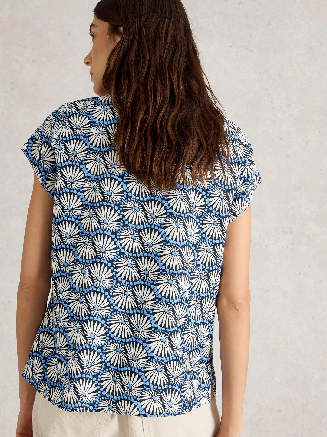 White Stuff RAE ORGANIC COTTON TOP BLUE PR