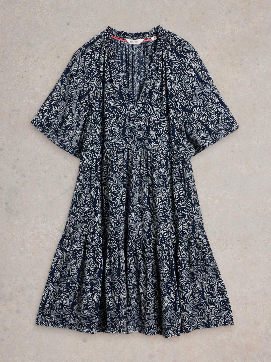 White Stuff SOPHIA CRINKLE DRESS NAVY PR