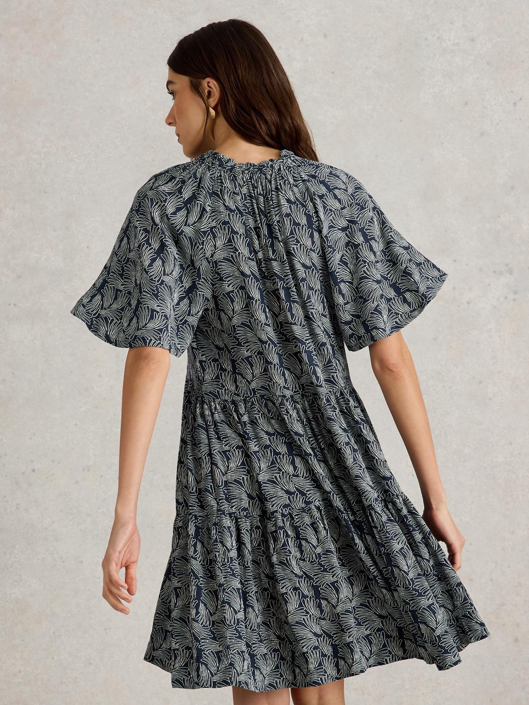 White Stuff SOPHIA CRINKLE DRESS NAVY PR