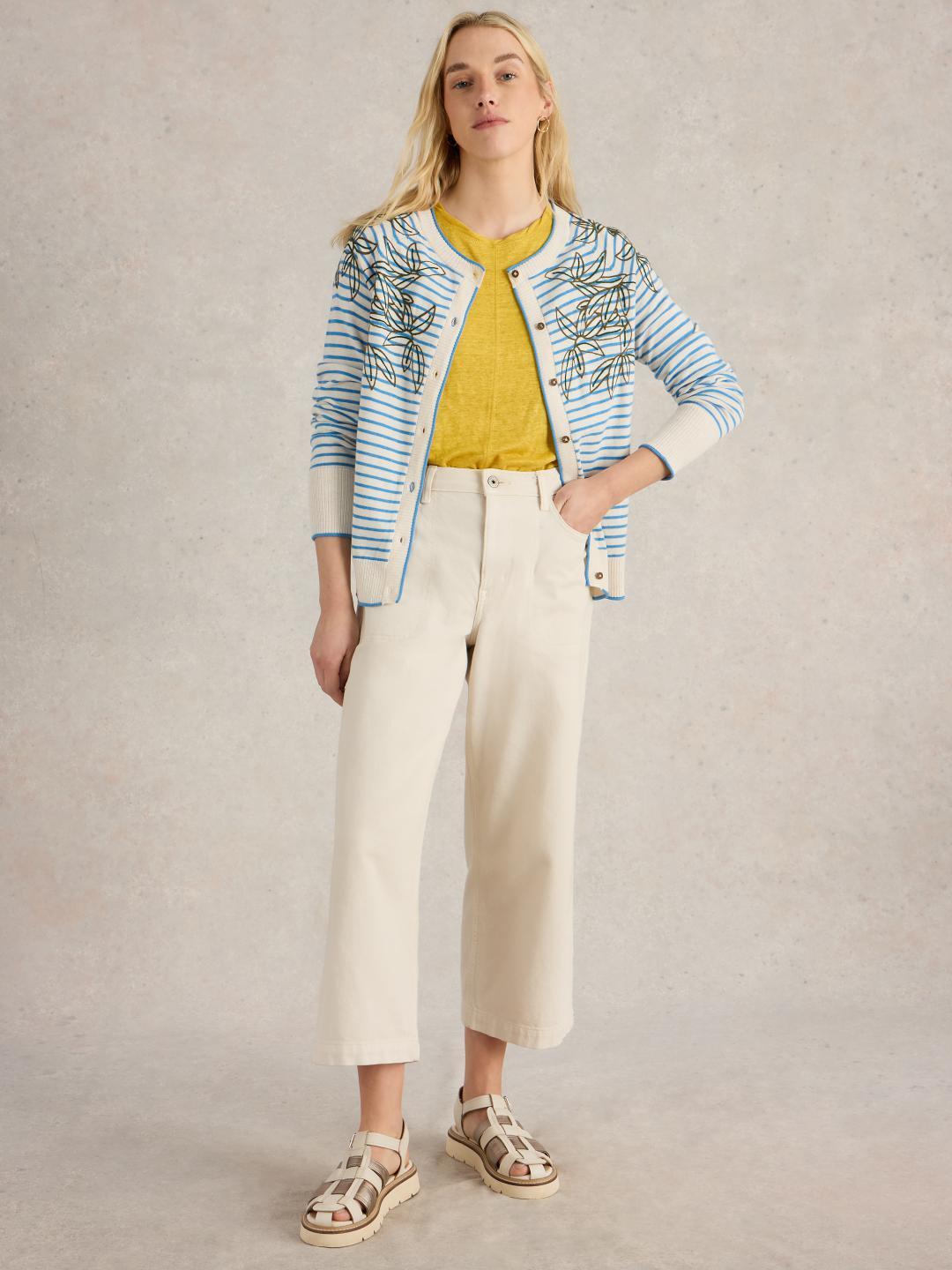 White Stuff LULU EMBROIDERED CARDI IVORY MLT