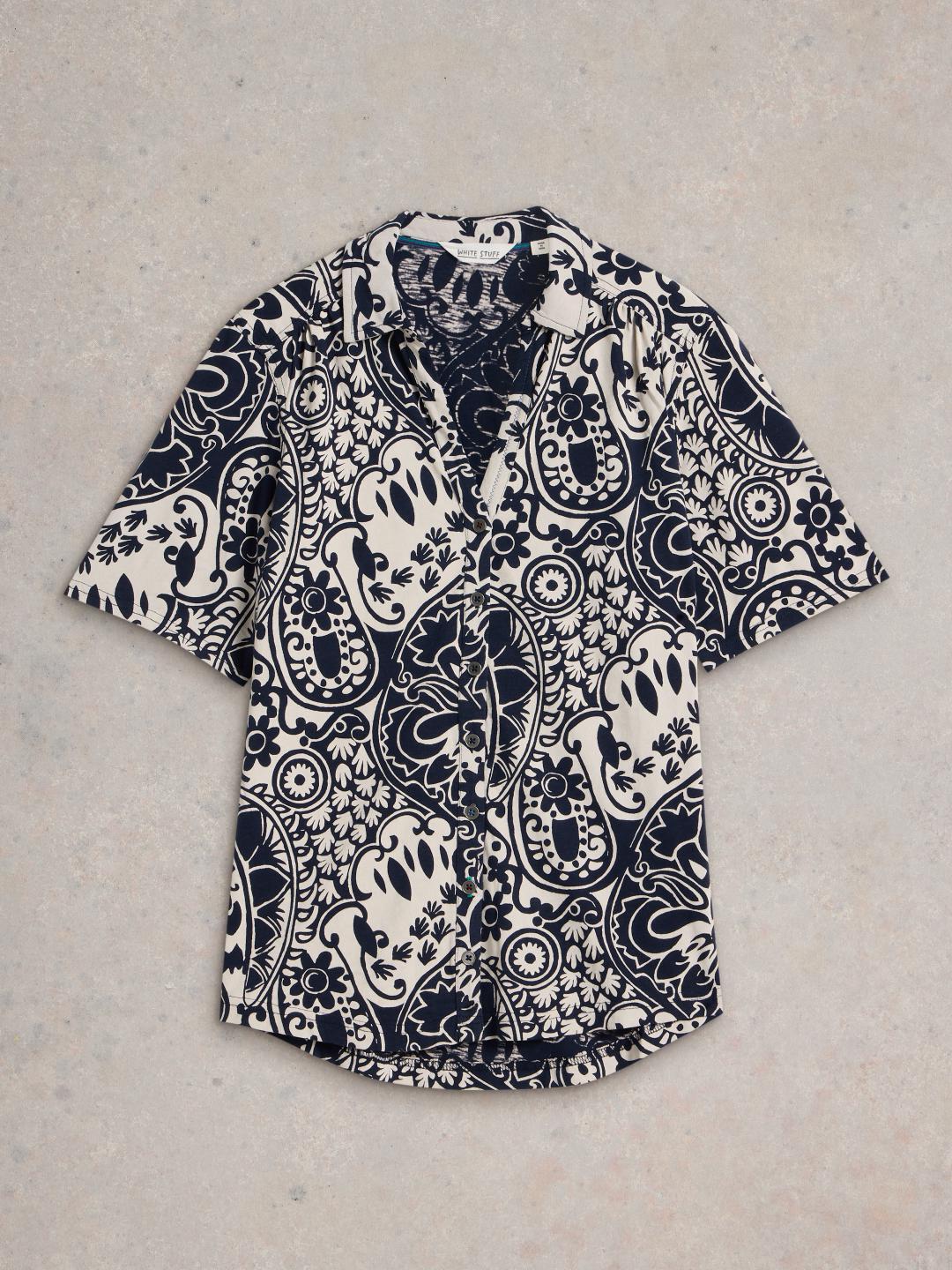 White Stuff ANNIE SS JERSEY SHIRT NAVY PR