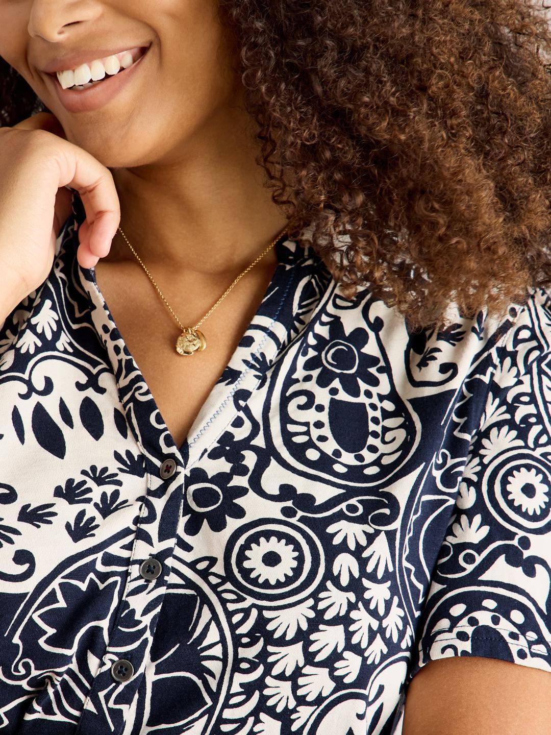 White Stuff ANNIE SS JERSEY SHIRT NAVY PR