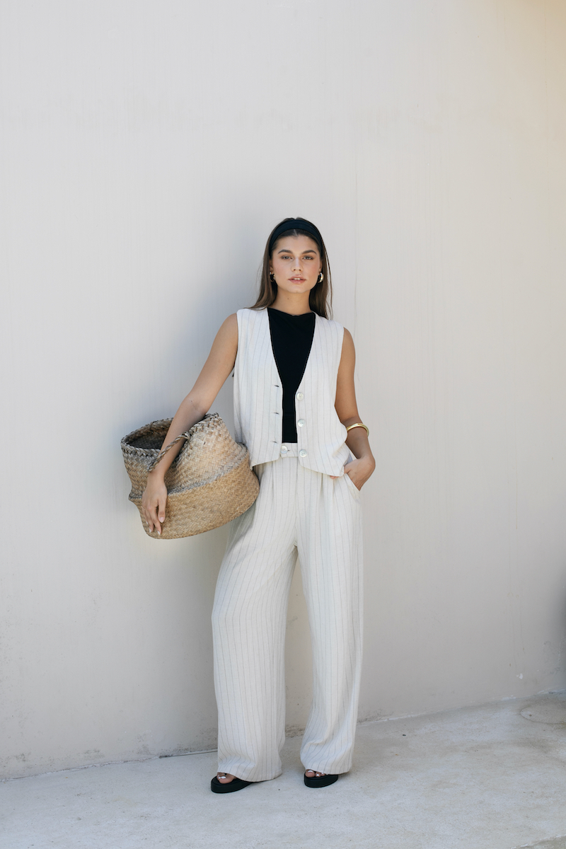 Berawa Petra Gilet Pinstripe