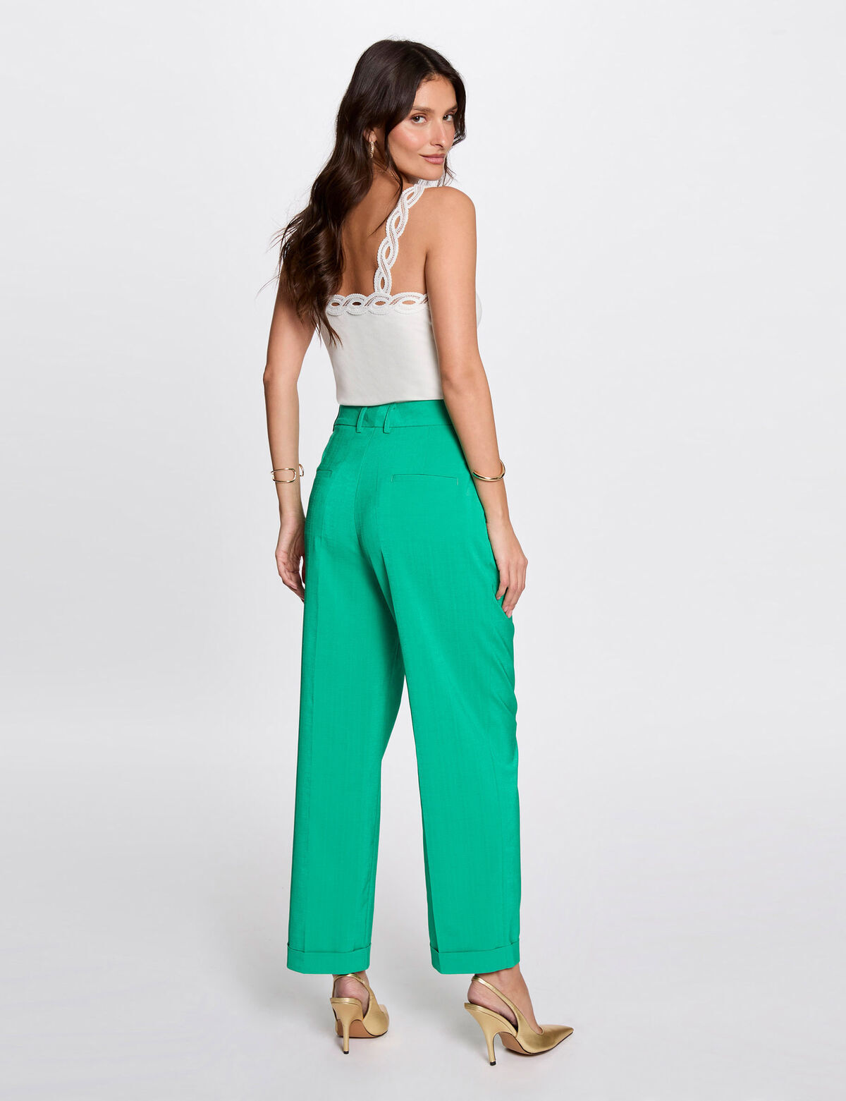 pantalon-droit-a-pinces-vert-emeraude-femme-vue3-32536301020851026 Morgan De Toi 251-PAKOY GREEN