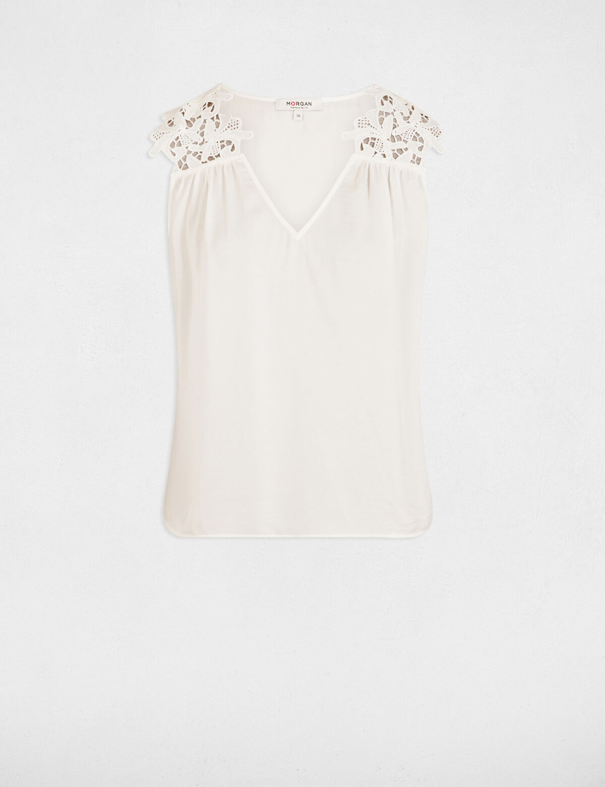 top-sans-manches-dentelle-blanc-femme-vue3-32536301013150931 Morgan De Toi 251-OJOIE WHITE