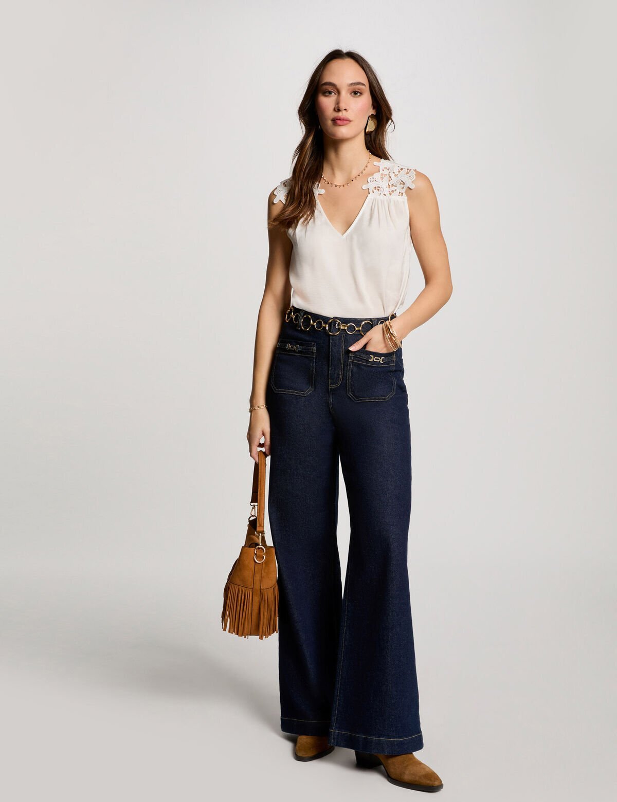 top-sans-manches-dentelle-blanc-femme-vue5-32536301013150931 Morgan De Toi 251-OJOIE WHITE