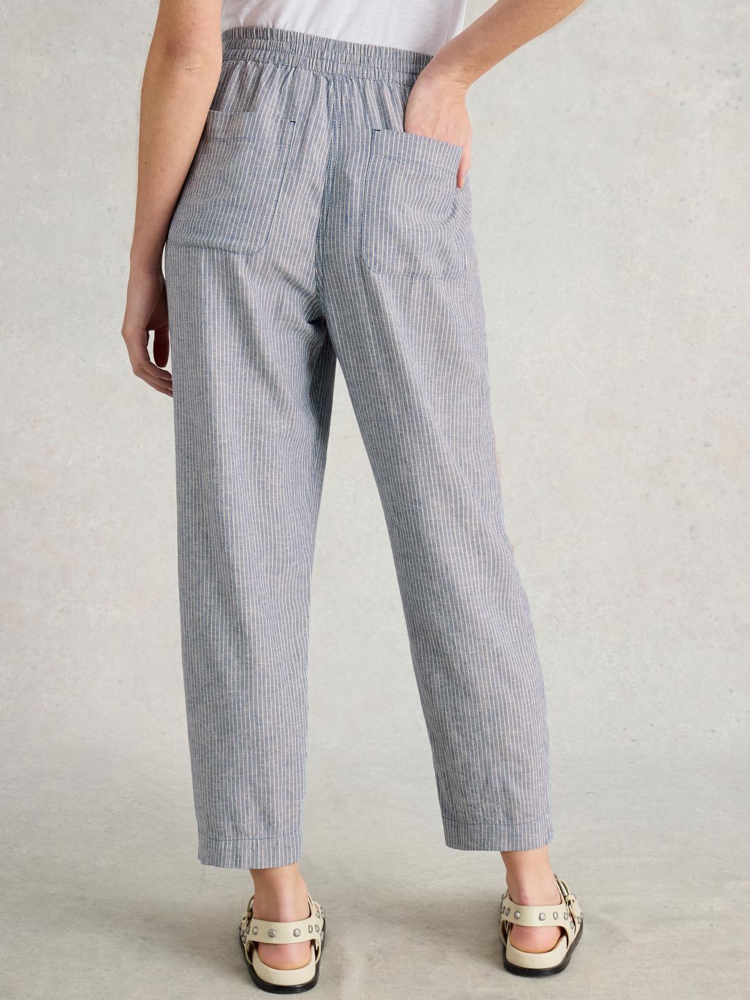 White Stuff ELLE LINEN BLEND TROUSER BLUE MLT