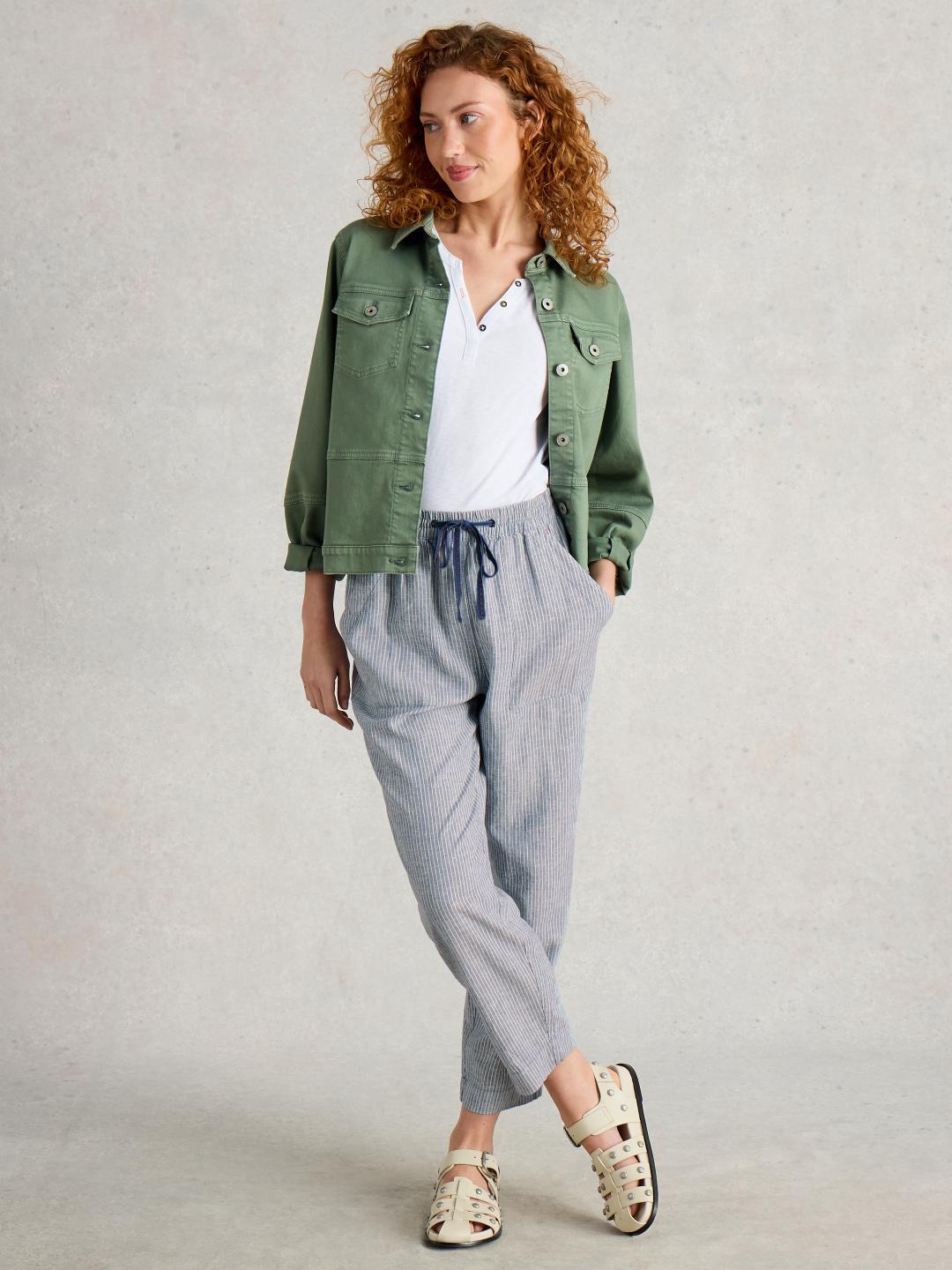 White Stuff ELLE LINEN BLEND TROUSER BLUE MLT