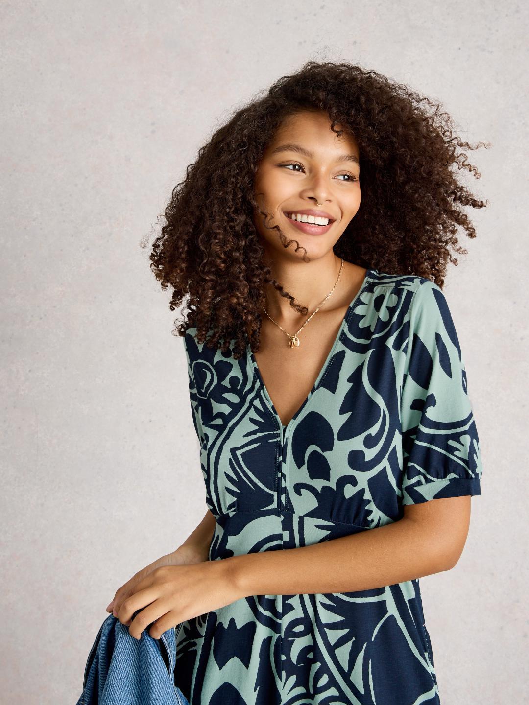 White Stuff MEGAN JERSEY DRESS GREEN PR