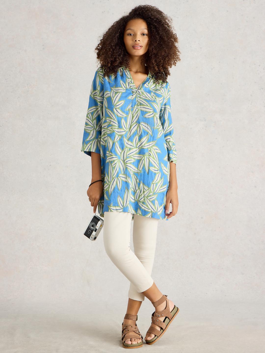 White Stuff BLAKE LINEN TUNIC BLUE PR
