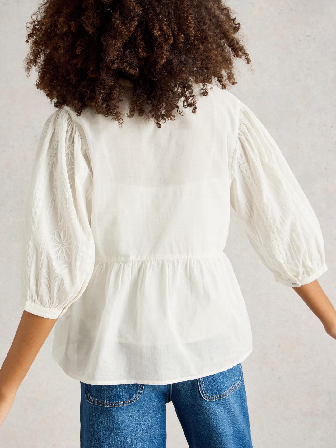White Stuff PIPER EMBROIDERED TOP NAT WHITE